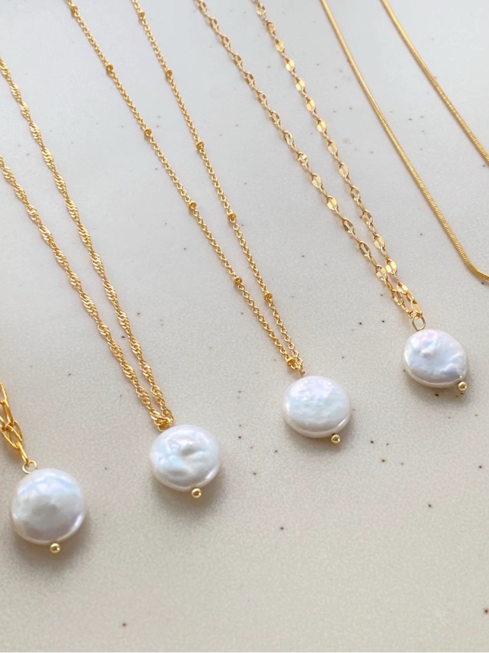 14Kt gold plated and freshwater pearl necklaces